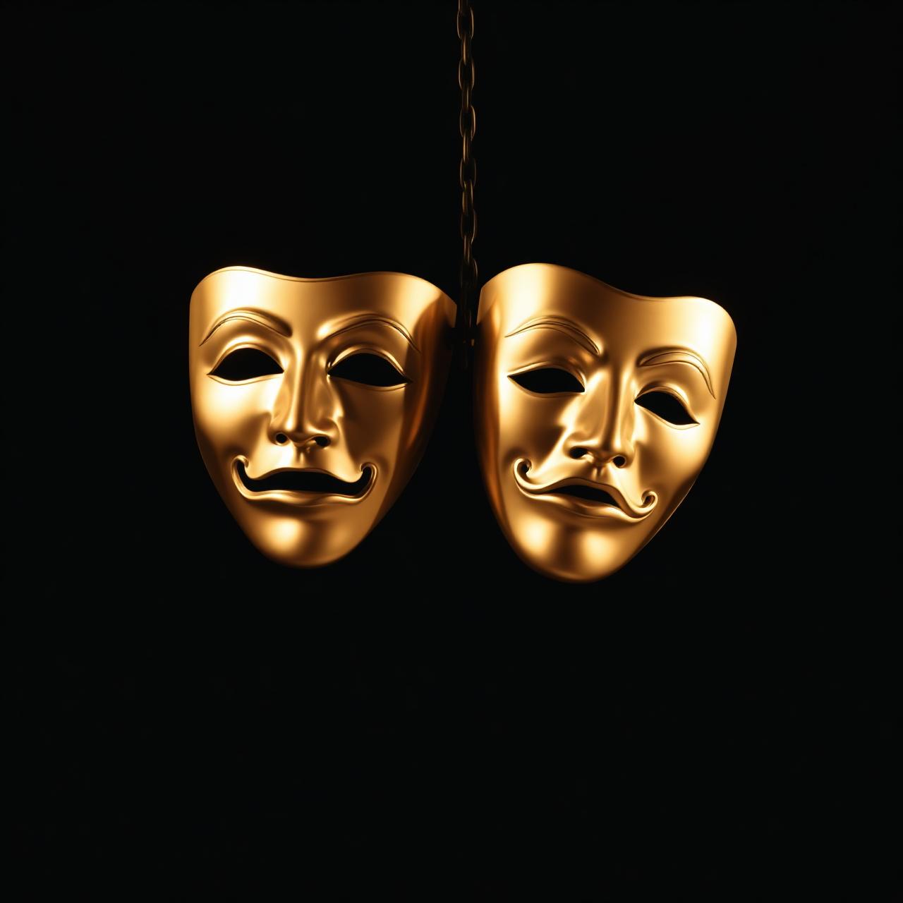Golden theater comedy and tragedy masks